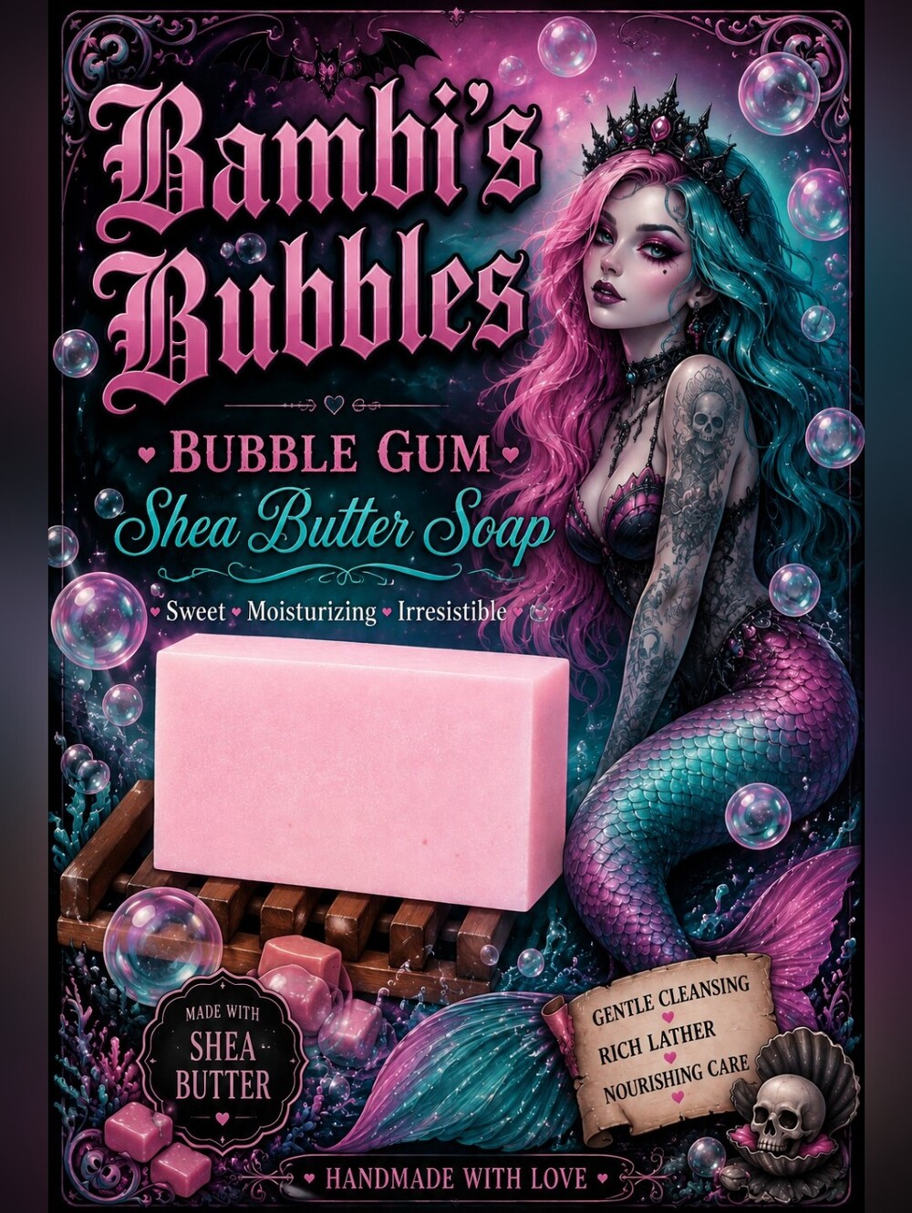 RESTOCKED!  Bambi's Bubbles-Bubble Gum Shea Butter Soap 4oz